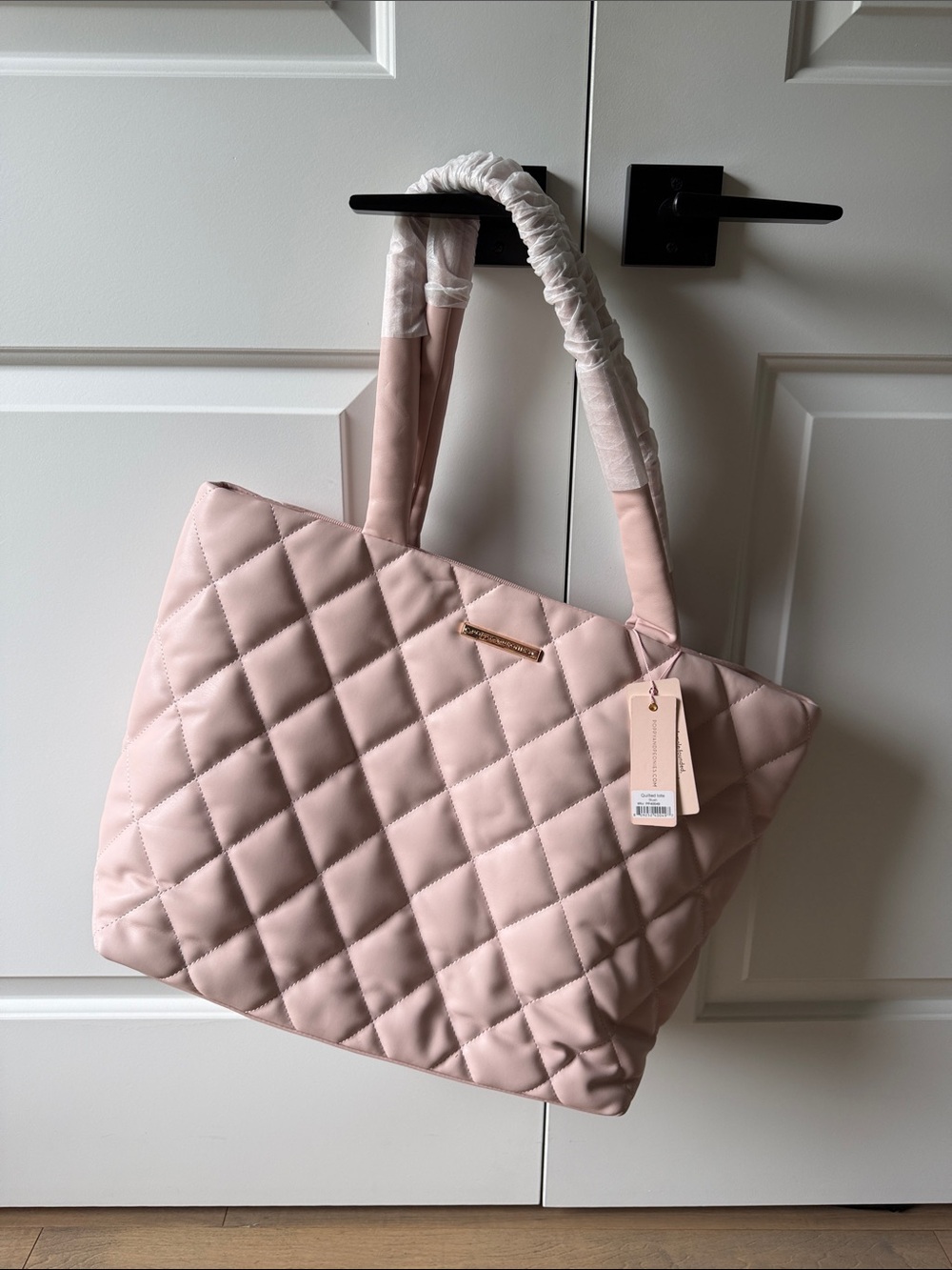 Poppy & Peonies Quilted Blush Pink Tote